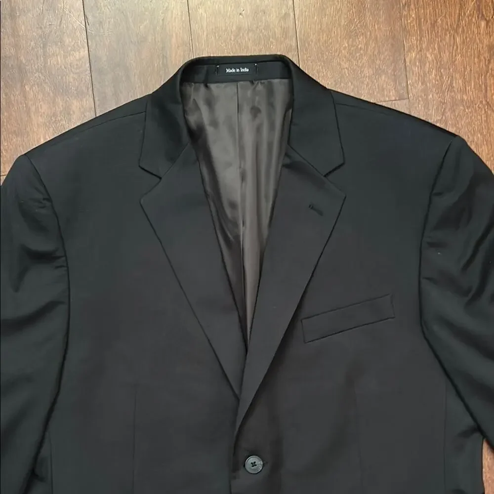 Pronto Uomo Black 100% Wool Blazer, Classic Style, Size 44 Short/38 Waist